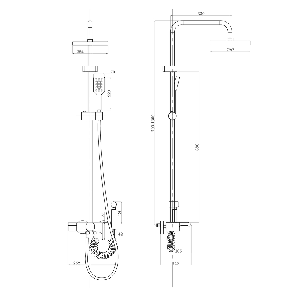 Душевая система 35к ПРОФСАН ПСМ-900-82GA лейка "Тропический душ круг" + гигиен. лейка ГРАФИТ