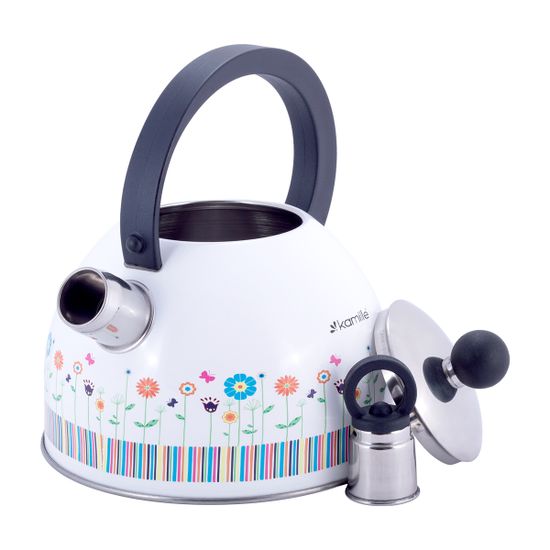 Чайник 1,8 л. из нержавеющей стали со свистком Kamille KM-1079 и нейлоновой ручкой