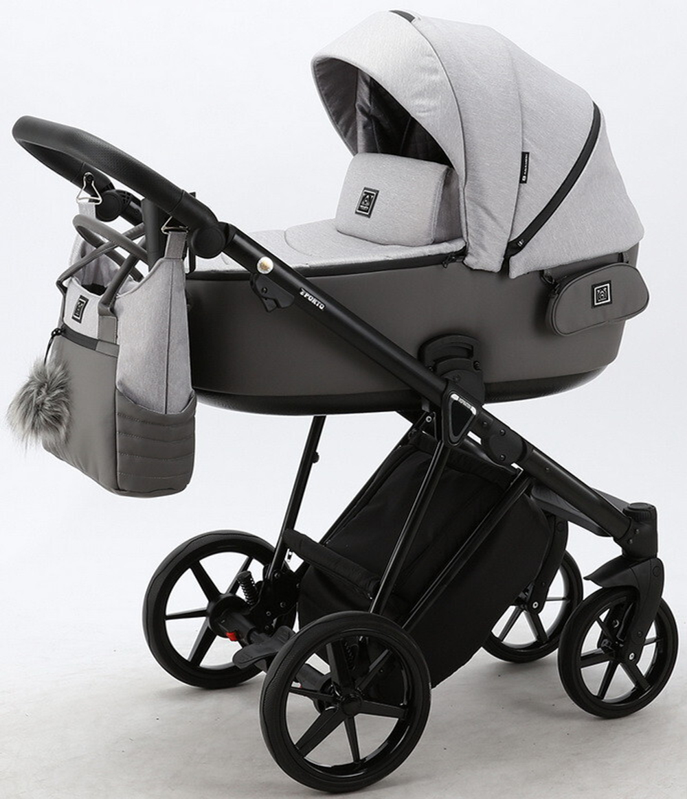 Детская коляска Adamex Porto 3 в 1 PO-PS79 (СВ.СЕР+СЕР.КОЖА)