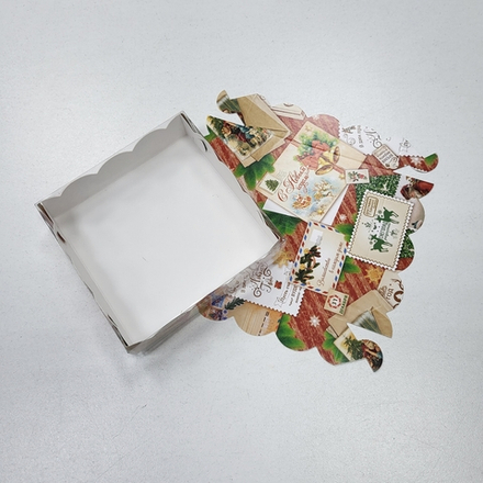 Коробка 12*12*3 см Новогодние открытки