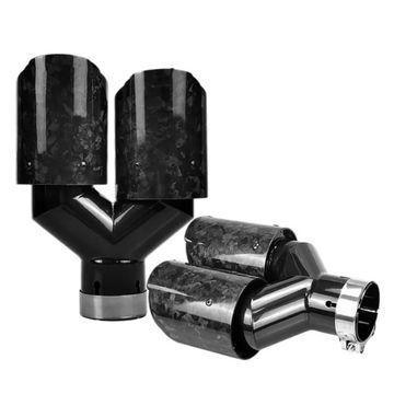 Насадки на глушитель кованый карбон 67/89 двойная пара