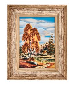 AMB-01/53 Картина «Дом у реки» (с янтарной крошкой) пласт.рамка 33х42см