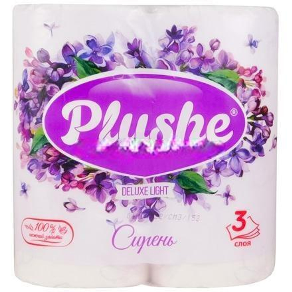Туалетная бумага 3 сл. 4 шт. "Plushe Deluxe Light" Сирень (1/12 шт.)