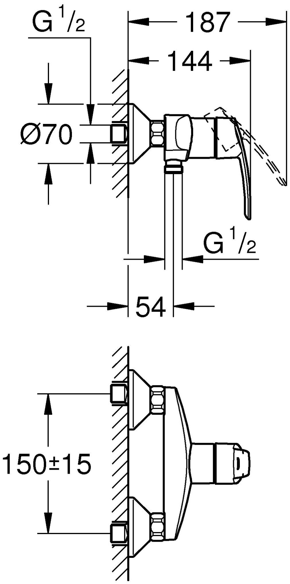 СМЕСИТЕЛЬ GROHE START ОДНОРЫЧАЖНЫЙ ДЛЯ ДУША 32279001