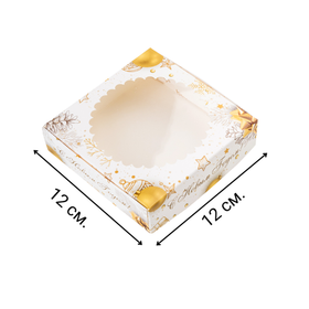 Коробка для печенья "Золотой Новый год" с окном, 12*12*3 см