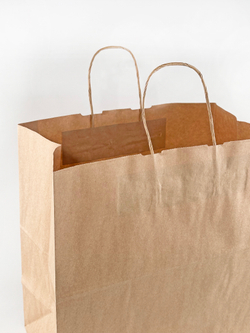 Крафт пакет 350 х 190 х 345 мм с крученными ручками, бурый, 90гр/м2