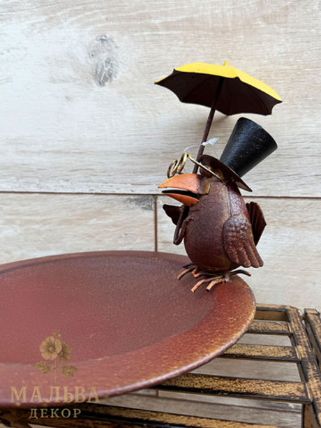 Птичья ванна "Ворон под зонтом" 23x22xH18,5см