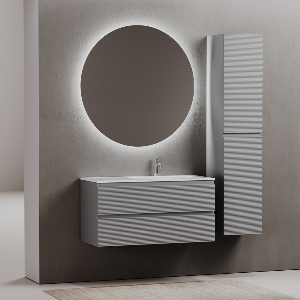 Тумба подвесная под раковину правая Sancos Folk, Ergraut soft 995х445х500