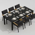 Обеденная группа Ideal Patio ДОЛЛА БОНТА каркас карбон, стол алюминий 220, ткань антрацит
