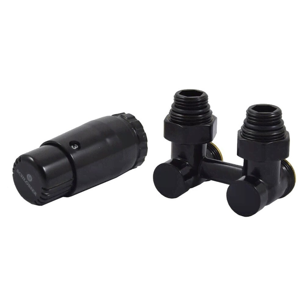 Комплект узла нижнего подкл SCHLOSSER угловой STANDARD 3/4quot; (Ral 9005) с термогол. М30х1,5, ниппеля 1/2quot;Х3/4quot;