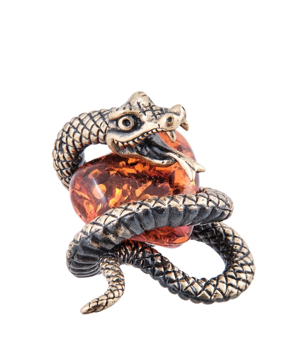Народные промыслы AM-3983 Фигурка «Змея Корпоратив» (латунь, янтарь)