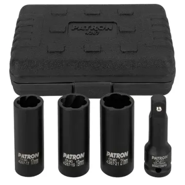 Головки ударные двухсторонние, набор 4пр., 1/2''(6гр.) PATRON P-4267