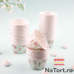 Формы бумажные с ламинацией «Маффин» 50х40 мм (Розовый сад) 100 шт