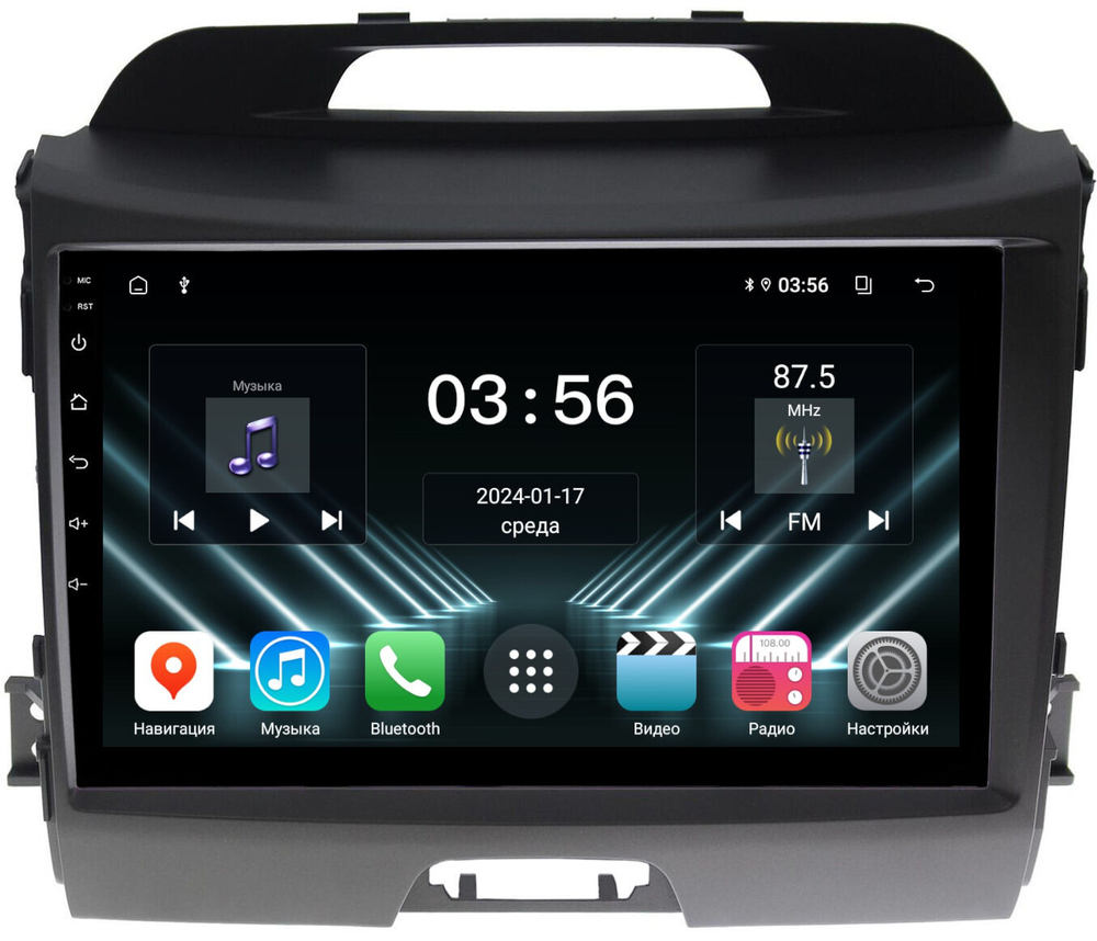 Магнитола для KIA Sportage 3 2010-2016 - FarCar DX537M монитор 9" IPS на Android 13, 4+64Гб, CarPlay