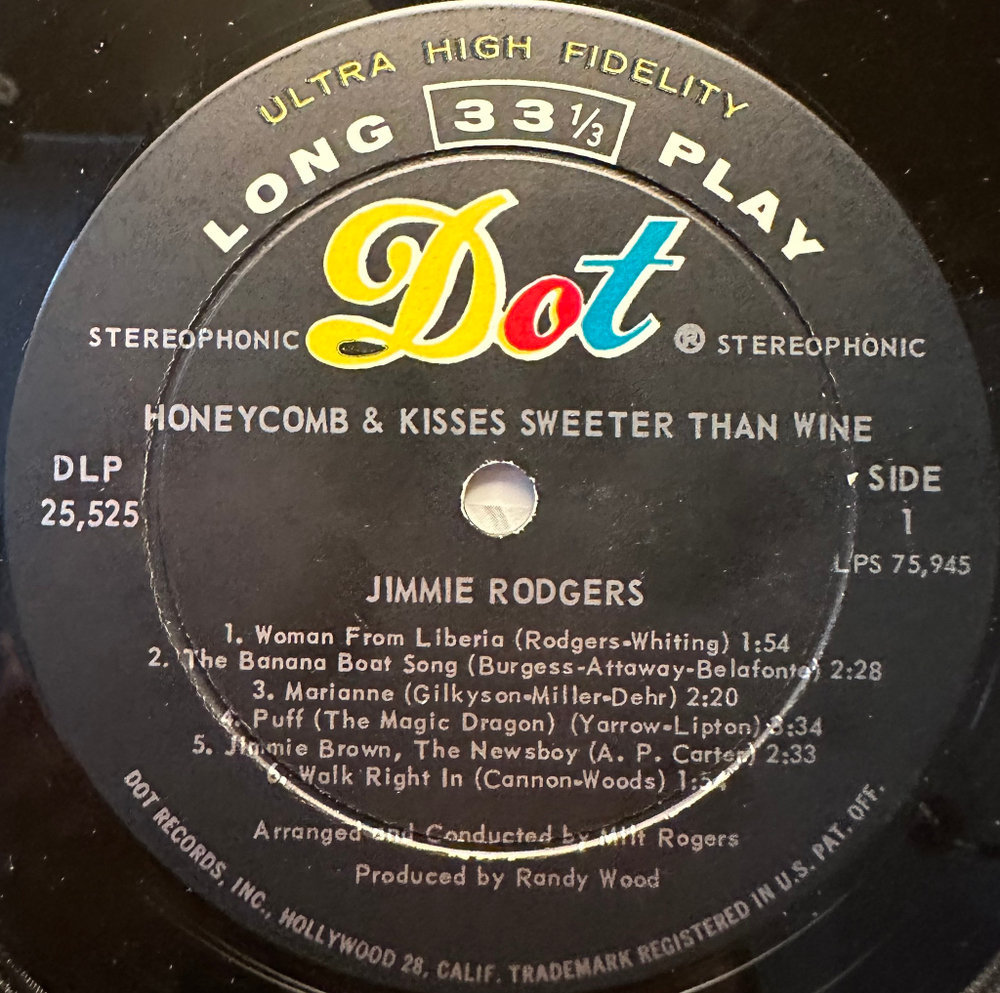 Jimmie Rodgers - Honeycomb & Kisses Sweeter Than Wine (США 1963г.)