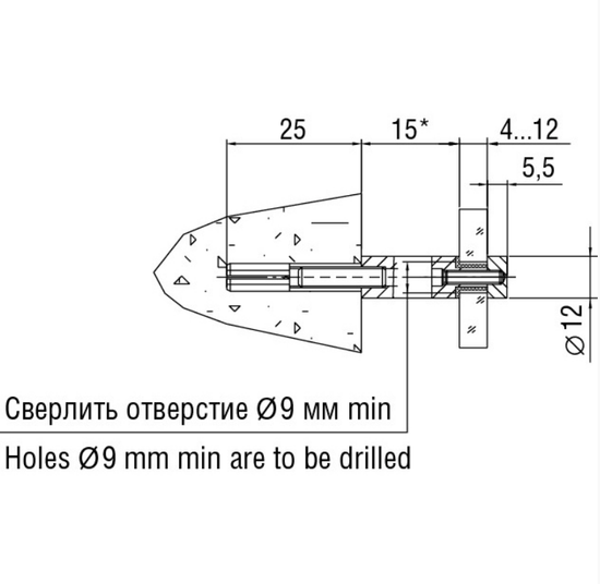 Держатель 5.28 02 D=12мм, L15мм, золото зеркальное