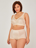 Высокие утягивающие трусики с атласной вставкой (Размер: 5X) (Цвет: кремовый)