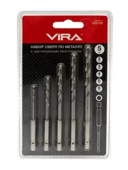 Набор сверл по металлу c шестигранным хвостовиком 5 шт VIRA