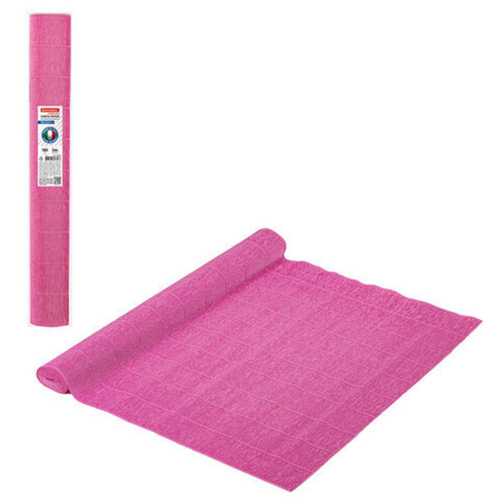 Бумага гофрированная (ИТАЛИЯ) 180 г/м2, насыщенно розовая (550), 50х250 см, BRAUBERG FLORE, 112650