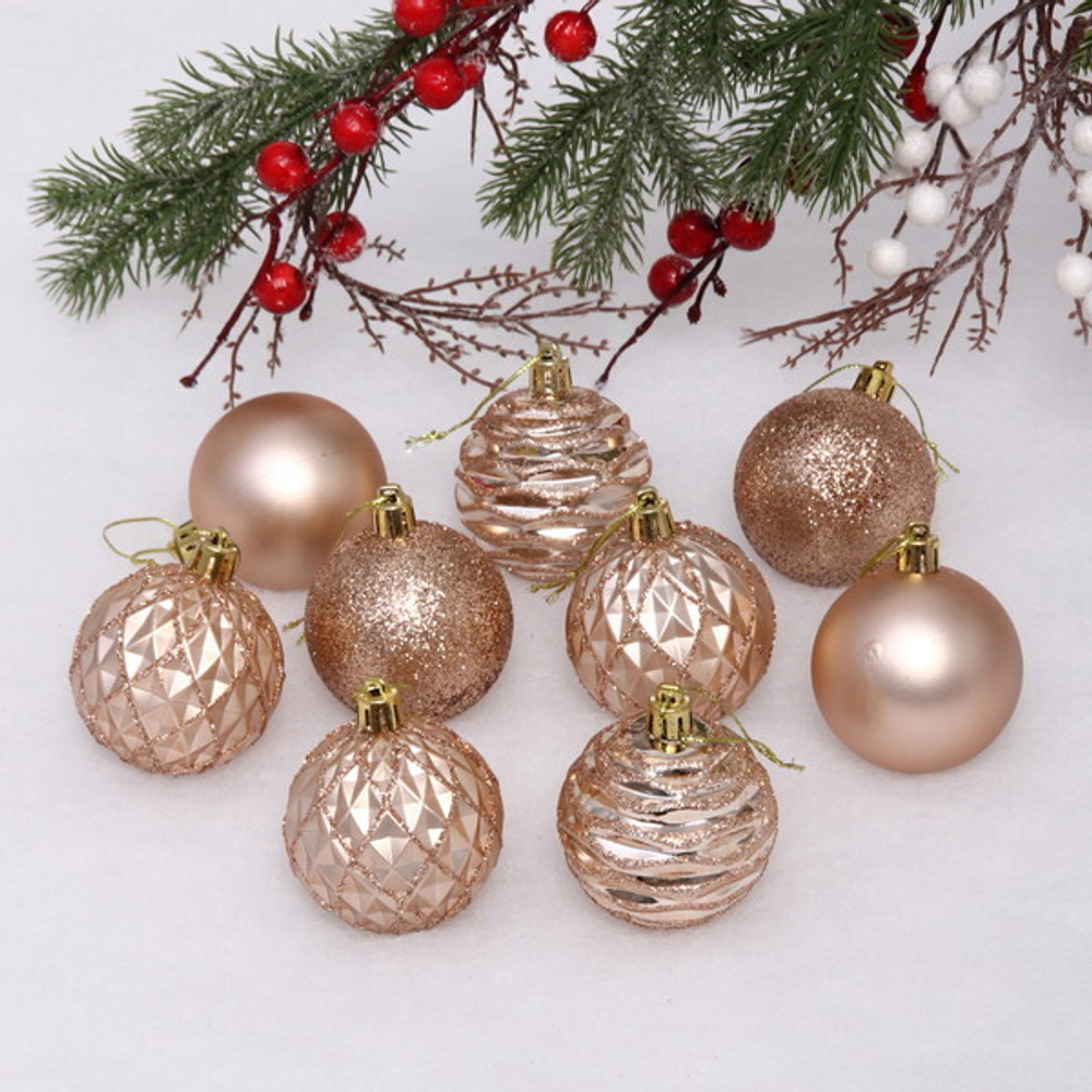 Набор шаров «Diamond shine» 6 см (9 предметов), шампань