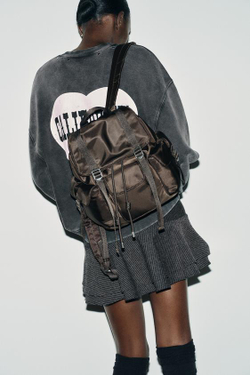 ZARA РЮКЗАК СО СТРОПАМИ, ШОКОЛАДНО-КОРИЧНЕВЫЙ