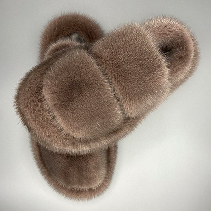 Босоножки из норки | Капучино