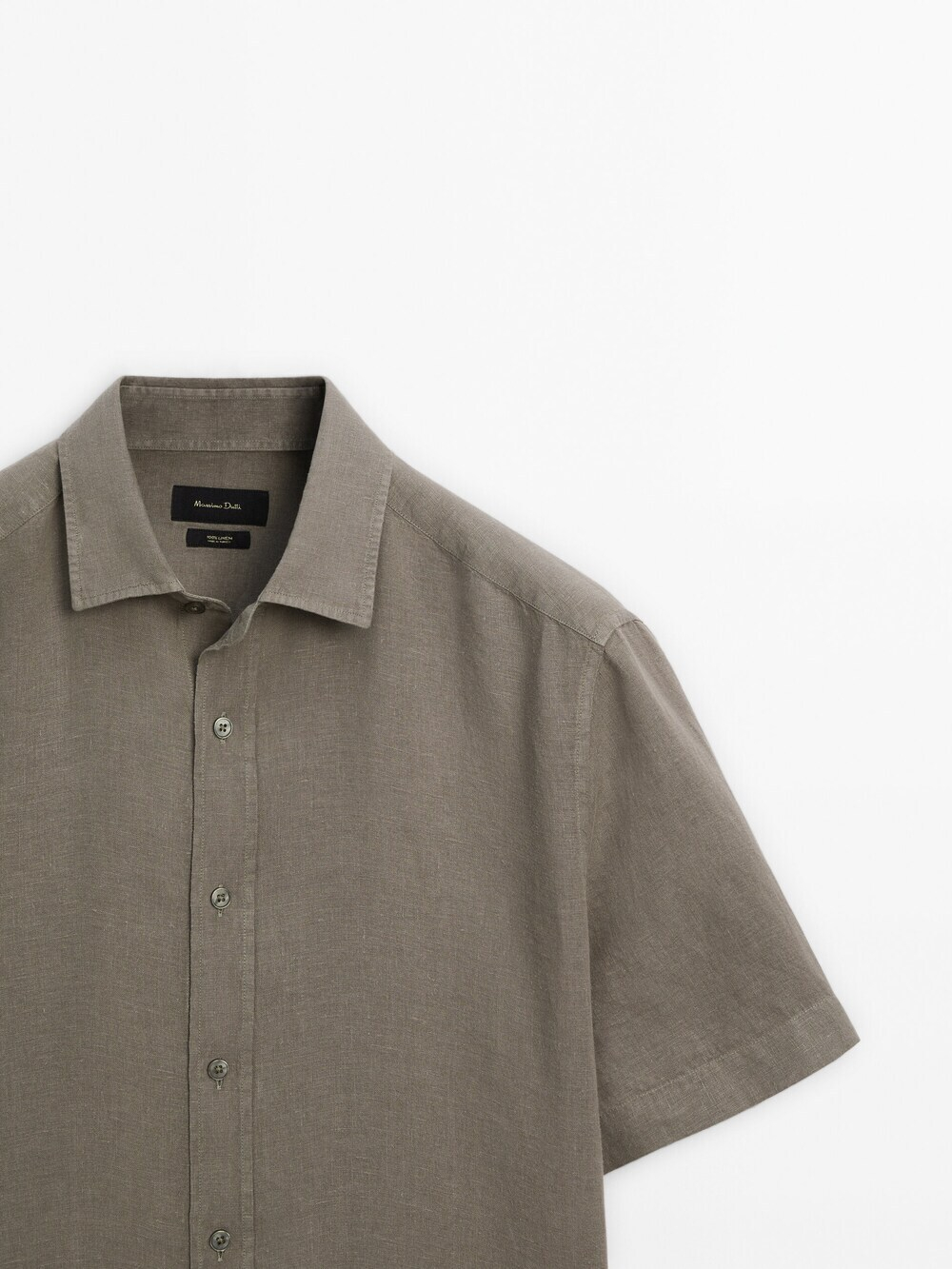 Massimo Dutti Рубашка из 100% льна с короткими рукавами,  фисташковый