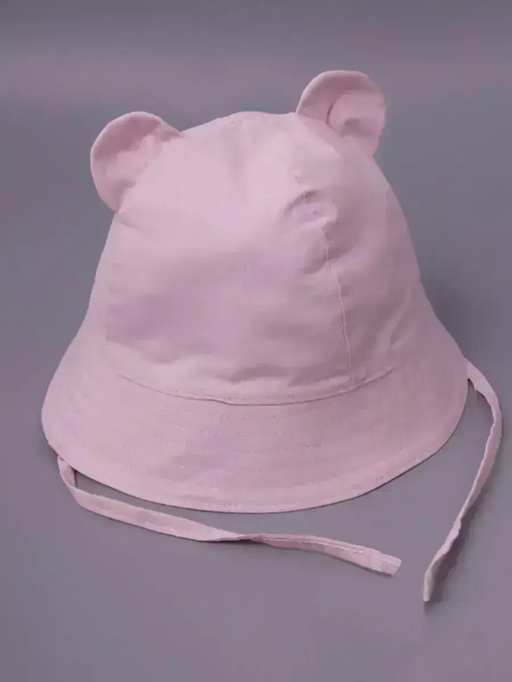 Детская розовая панама на завязках пляжная