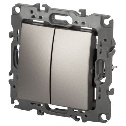 Выключатель ЭРА Серия 12 12-1104-16 двойной, 10АХ-250В, титан