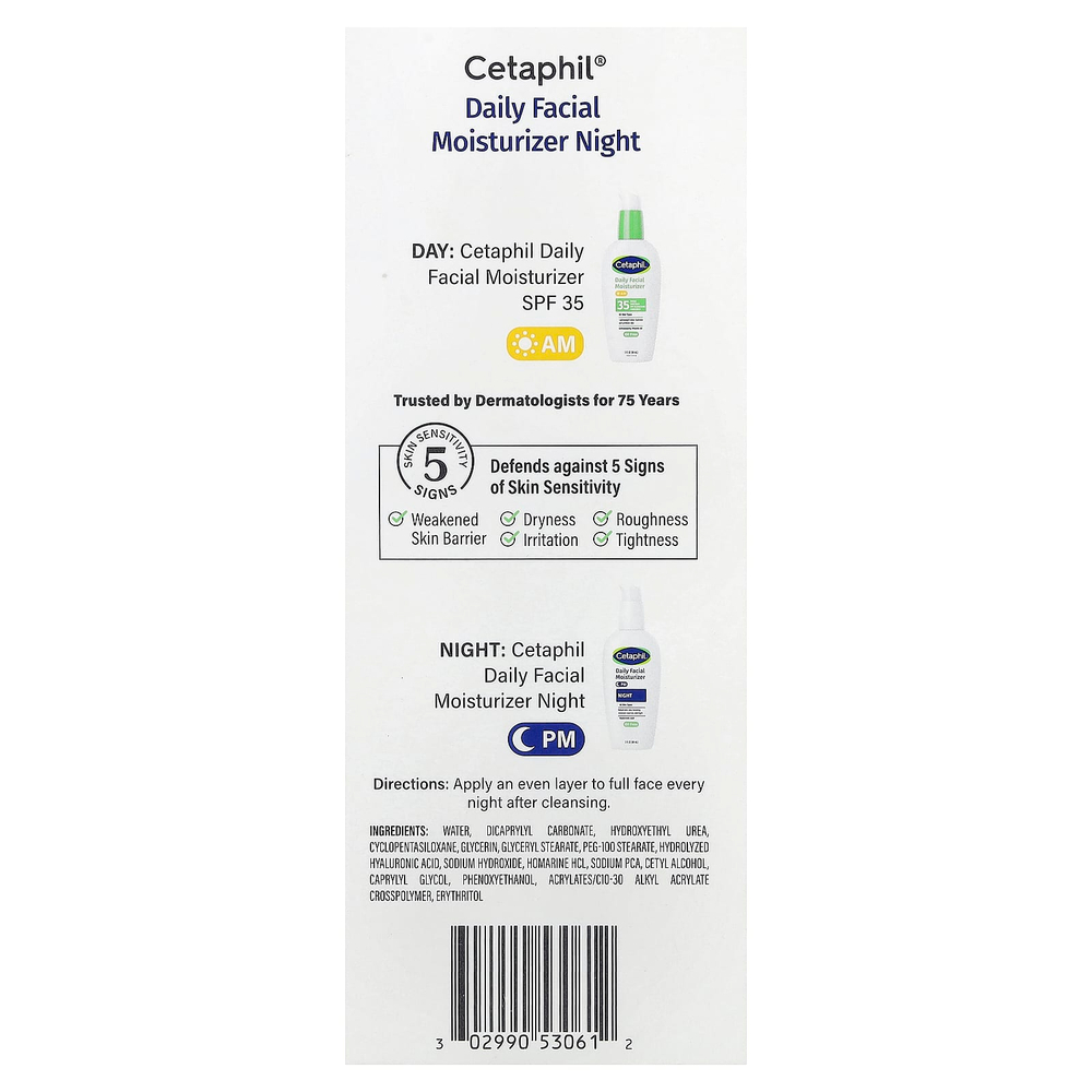 Cetaphil, дневной увлажняющий крем для лица, ночной, 88 мл (3 жидк. унции)