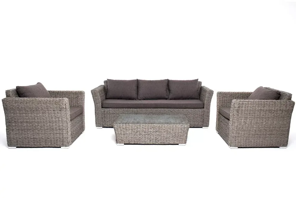 "Капучино" лаунж-зона из искусственного ротанга (гиацинт), цвет серый