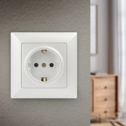 Розетка Intro Solo 4-202-06 с заземлением 2P+E Schuko, 16А-250В, IP20, СУ, перламутр