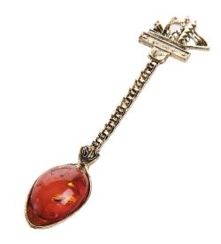 AM-2311 Фигурка кошельковая «Всем дарить» (латунь,янтарь)