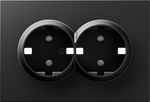 Накладка для розетки 2-й с заземлением, со шторками 16A 250 В~, матовый карбон, серия A07
