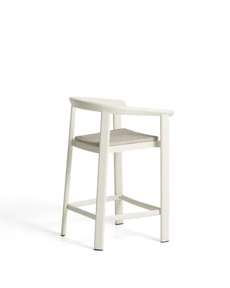 Уличный полубарный стул Erice из алюминия и веревки цвета экрю, 75 см