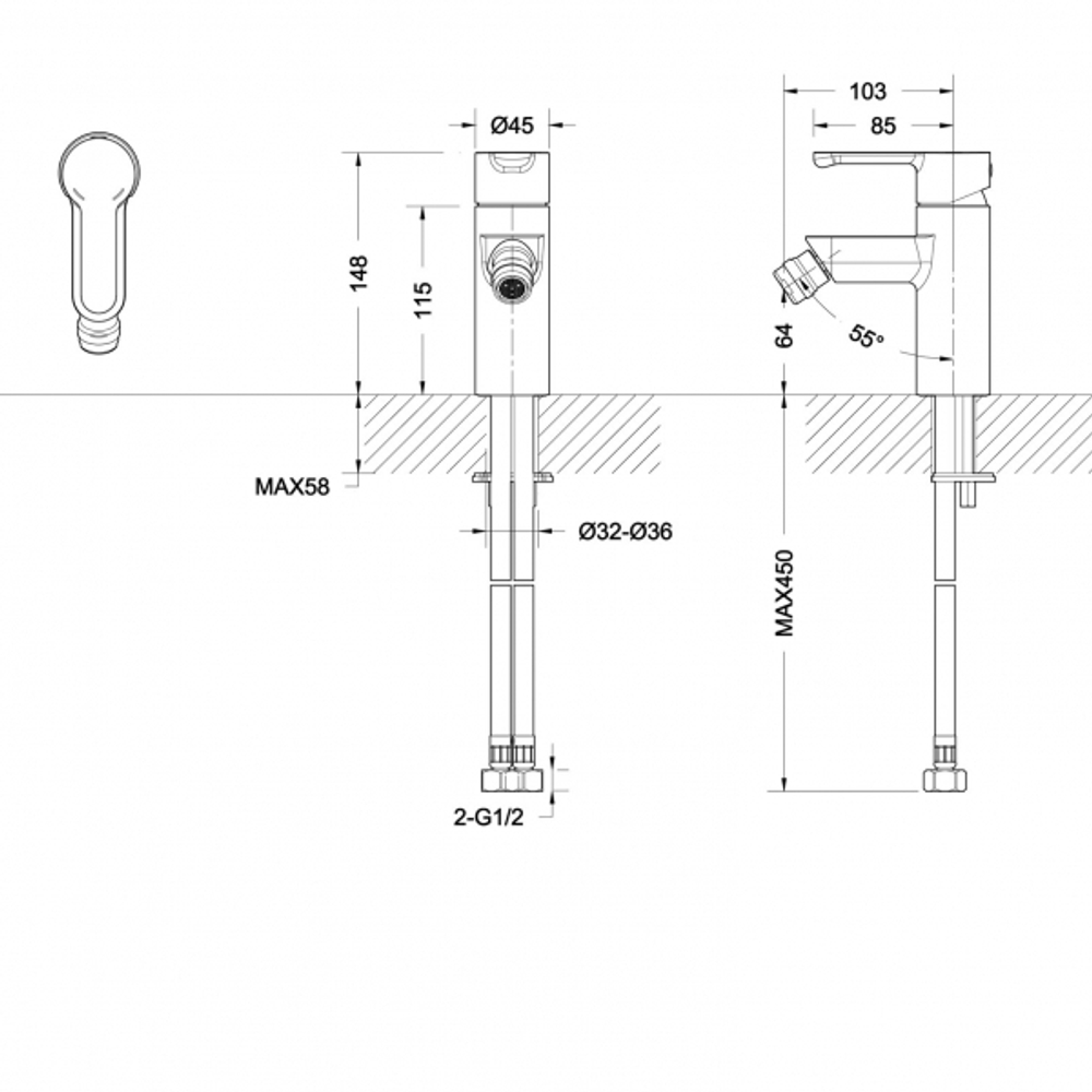 Смеситель для биде Bravat Stream