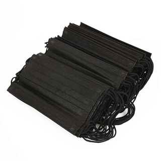 Маски одноразовые трехслойные черные, 50шт