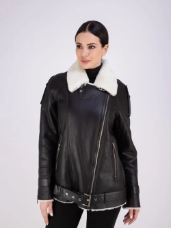 Дубленка авиатор женская натуральная оверсайз Турция