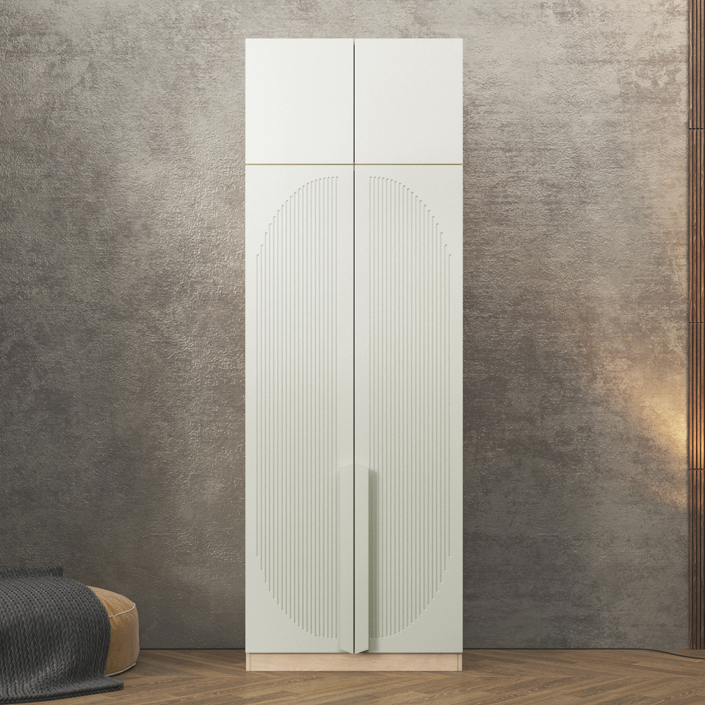 Шкаф Агератум МДФ двухсекционный с антресолью Лайн керамика (0,27) А10032 матовая - Дуб Сонома 3025  100*60*260