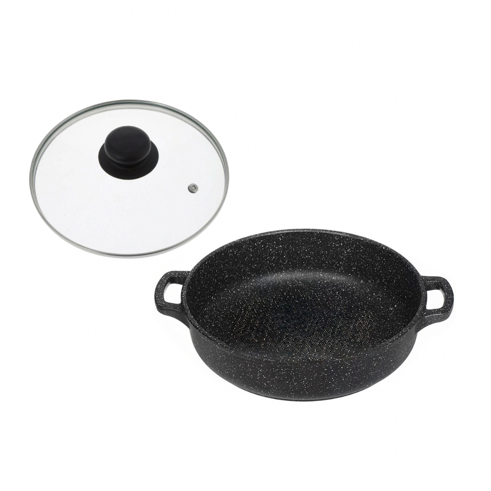 Жаровня 26 чёрный мрамор с крышкой в комплекте