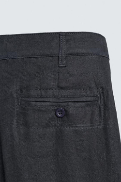 ZARA БРЮКИ С ЗАЩИПАМИ ИЗ 100% ЛЬНА, МОРСКОЙ СИНИЙ
