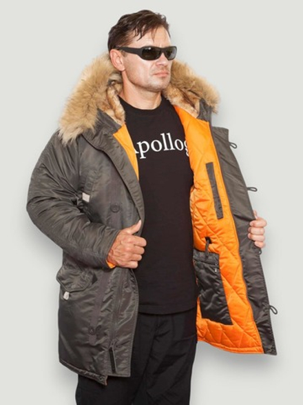 Куртка Аляска удлиненная Husky Long 2020 (т.серая - beluga/orange)