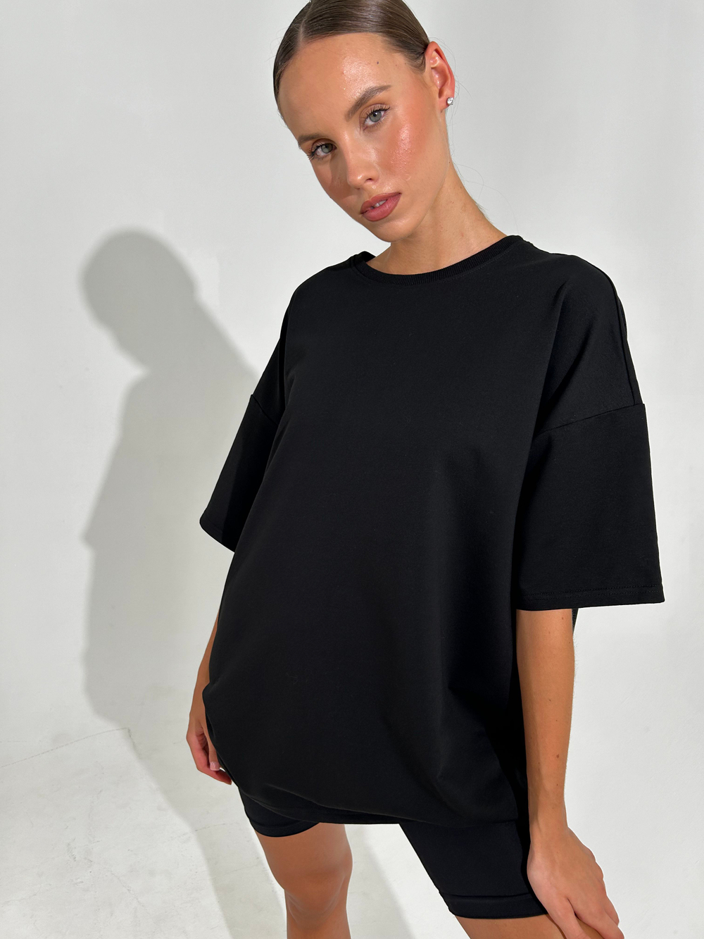 Футболка женская молочная оверсайз хлопок