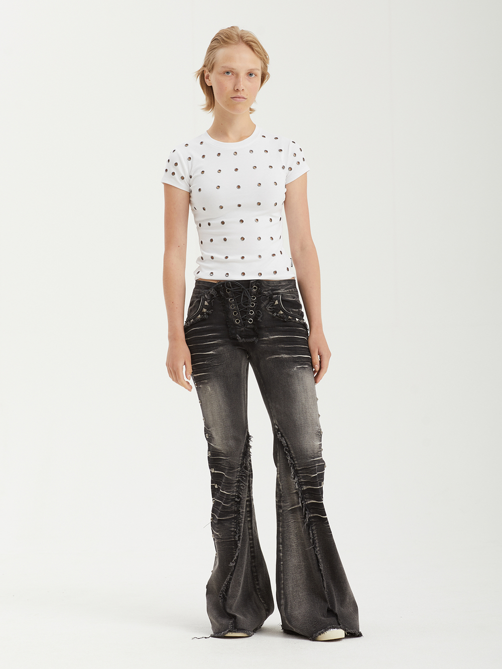 Женская Футболка Sync White Eyelet Detail Baby
