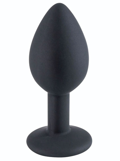 Черная малая силиконовая пробка с прозрачным кристаллом (Цвет: черный)