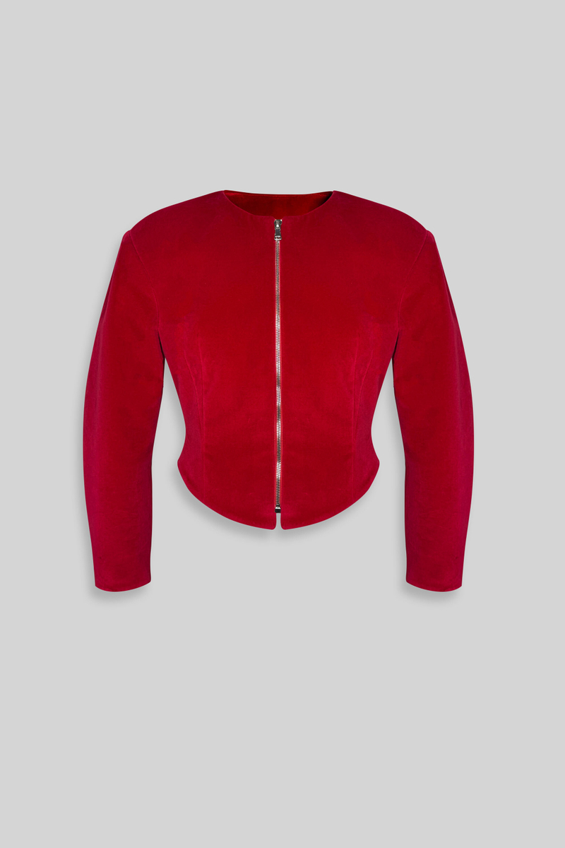 Жакет из красного бархата