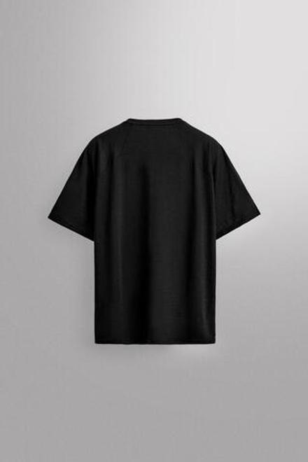 ZARA ЖАККАРДОВАЯ ФУТБОЛКА В ПОЛОСКУ С ШЕРСТЬЮ, ЧЕРНЫЙ