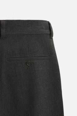 ZARA БРЮКИ КОМФОРТНОЙ ПОСАДКИ ИЗ РЕЛЬЕФНОЙ ТКАНИ, КОРИЧНЕВЫЙ С МЕЛАНЖЕВЫМ ЭФФЕКТОМ