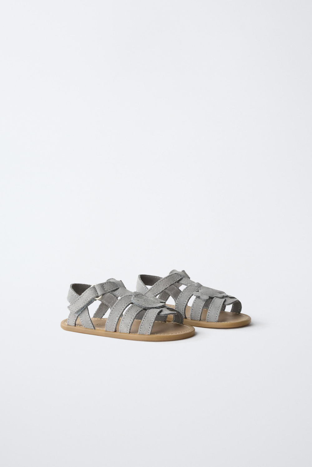 ZARA КОЖАНЫЕ САНДАЛИИ BAREFOOT С РЫБКОЙ, ГОЛУБОЙ