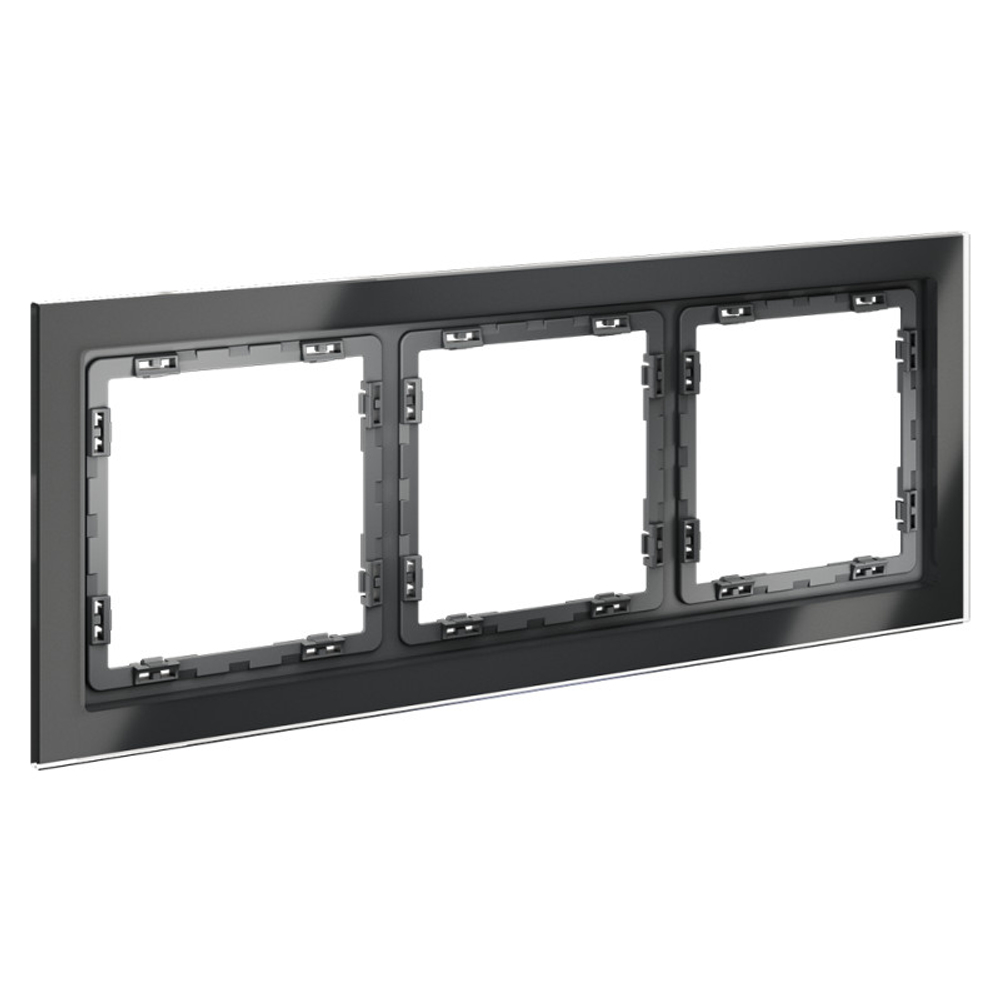 Рамка стеклянная VOLTUM S70 на 3 поста, (графит, стекло)